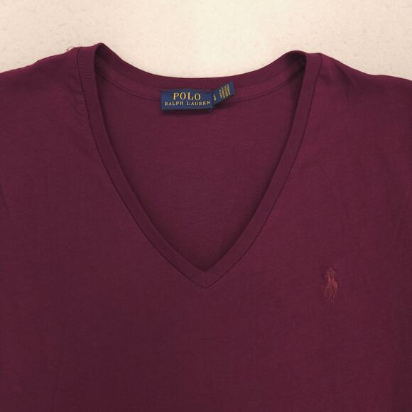 Ralph Lauren Sport Casual Short Sleeve V Neck T Shirt Womens Size L Purple - Picture 1 of 9